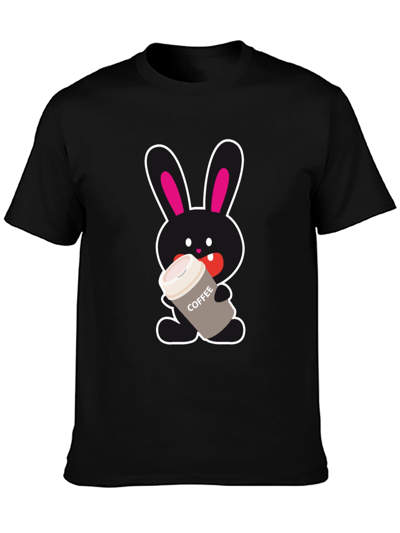 Bunny Coffee Lover Black T-Shirt