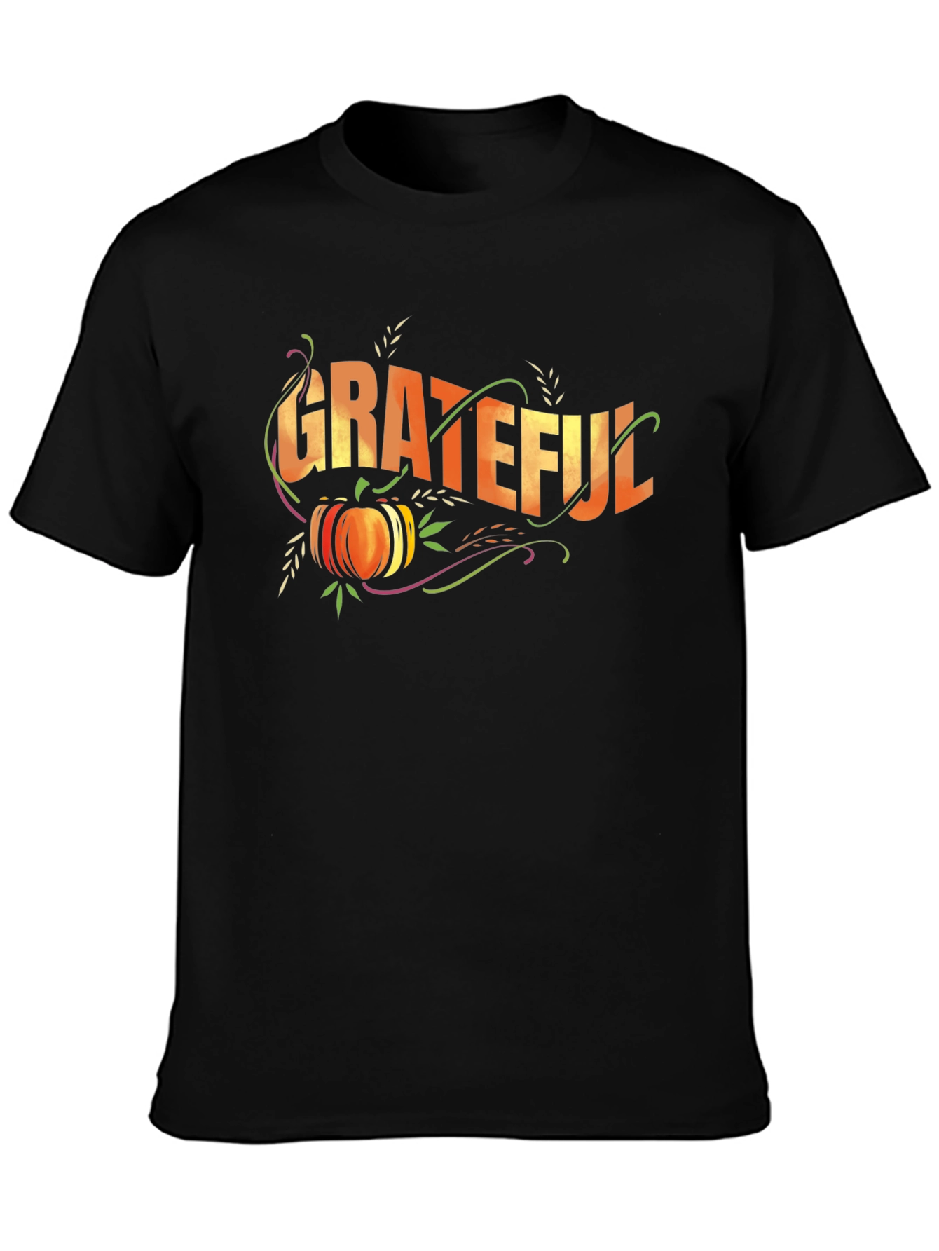 Grateful Thanksgiving Pumpkin Black T-Shirt