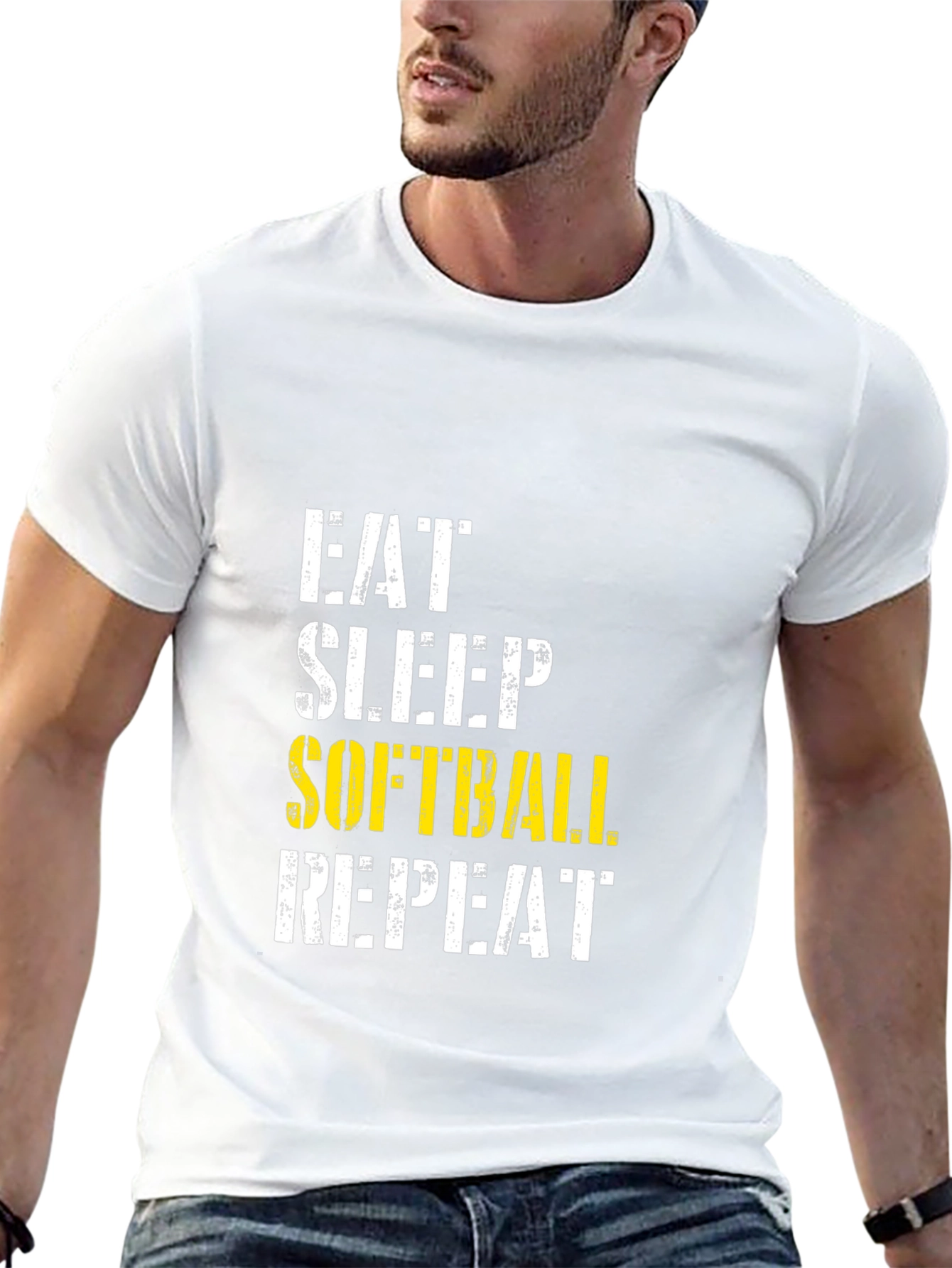 Eat Sleep Softball Repeat Graphic Tee