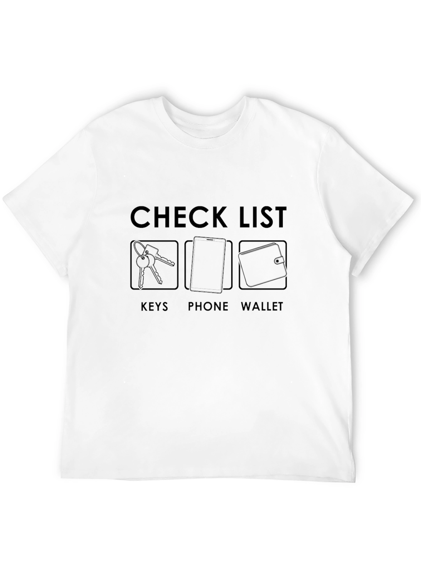 Checklist Graphic T-Shirt - Keys Phone Wallet