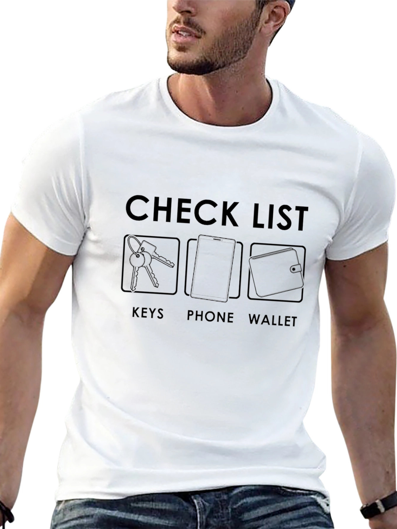 Checklist Graphic T-Shirt - Keys Phone Wallet