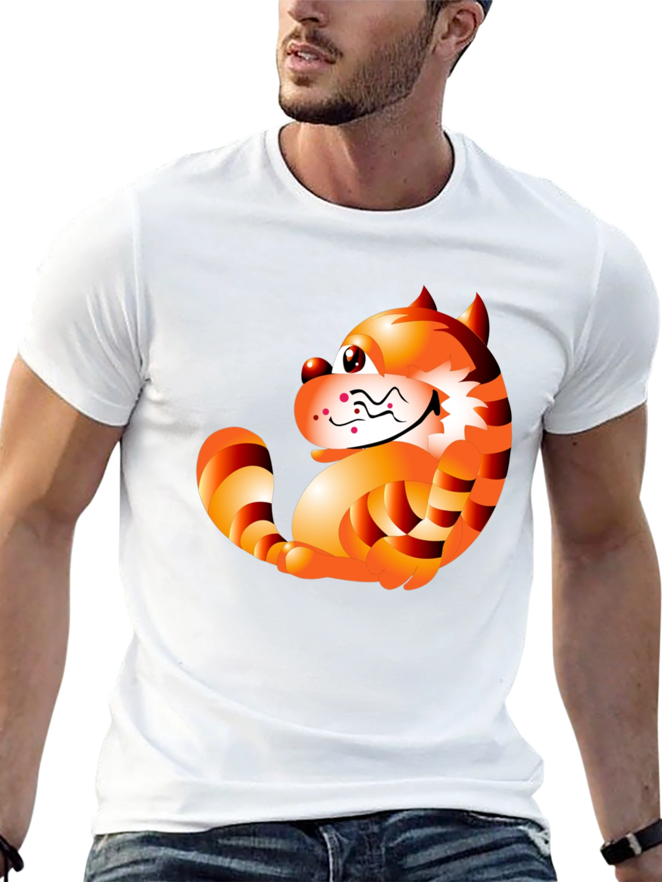 Cartoon Cat Graphic Tee - Stylish Black T-Shirt