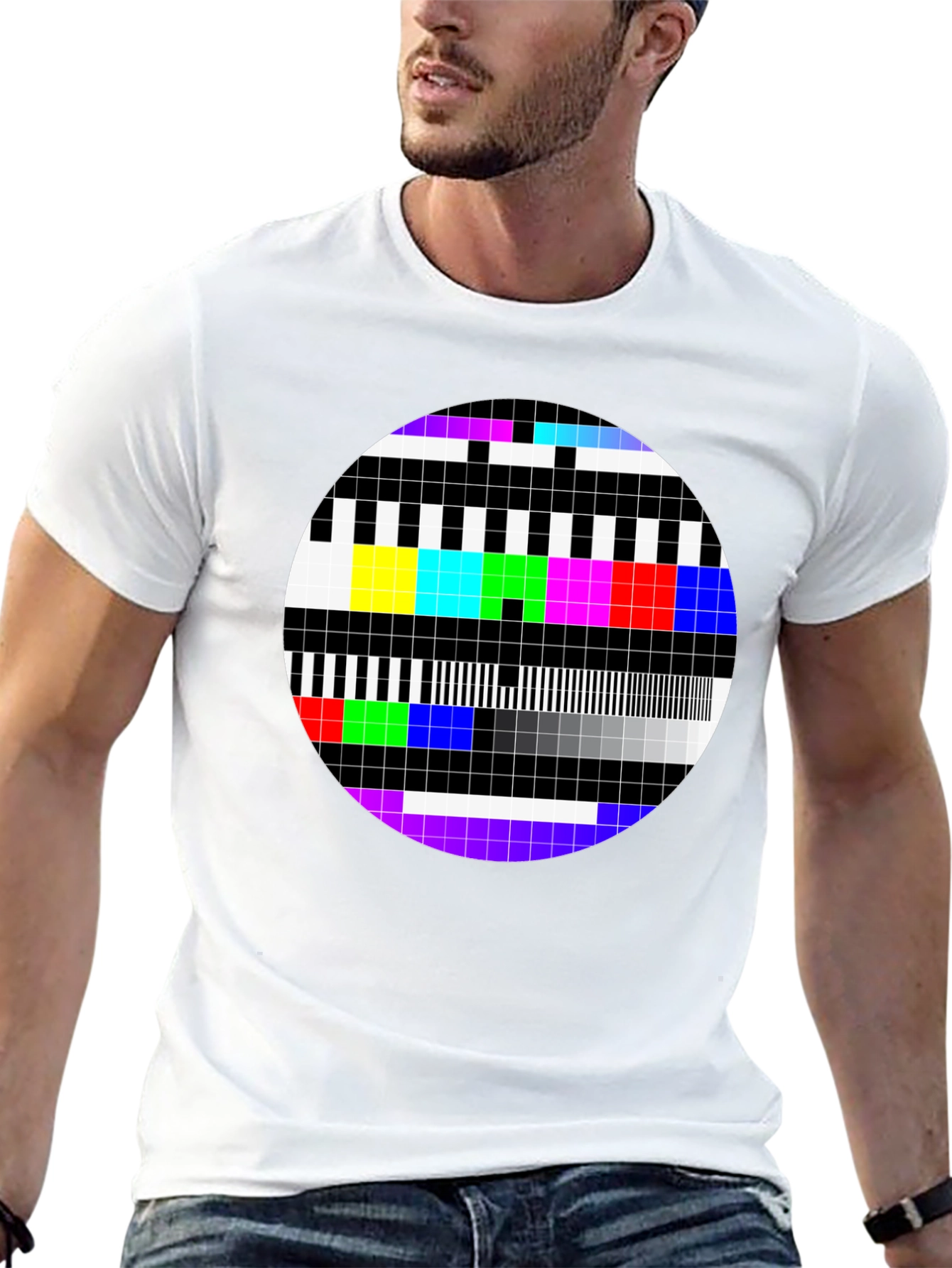 Retro TV Test Pattern Graphic Tee - Classic Design