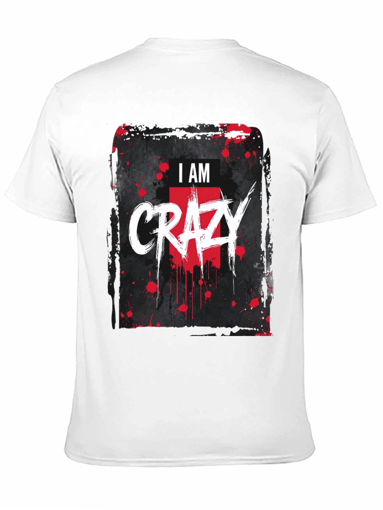 I AM CRAZY Graphic Print Black T-Shirt