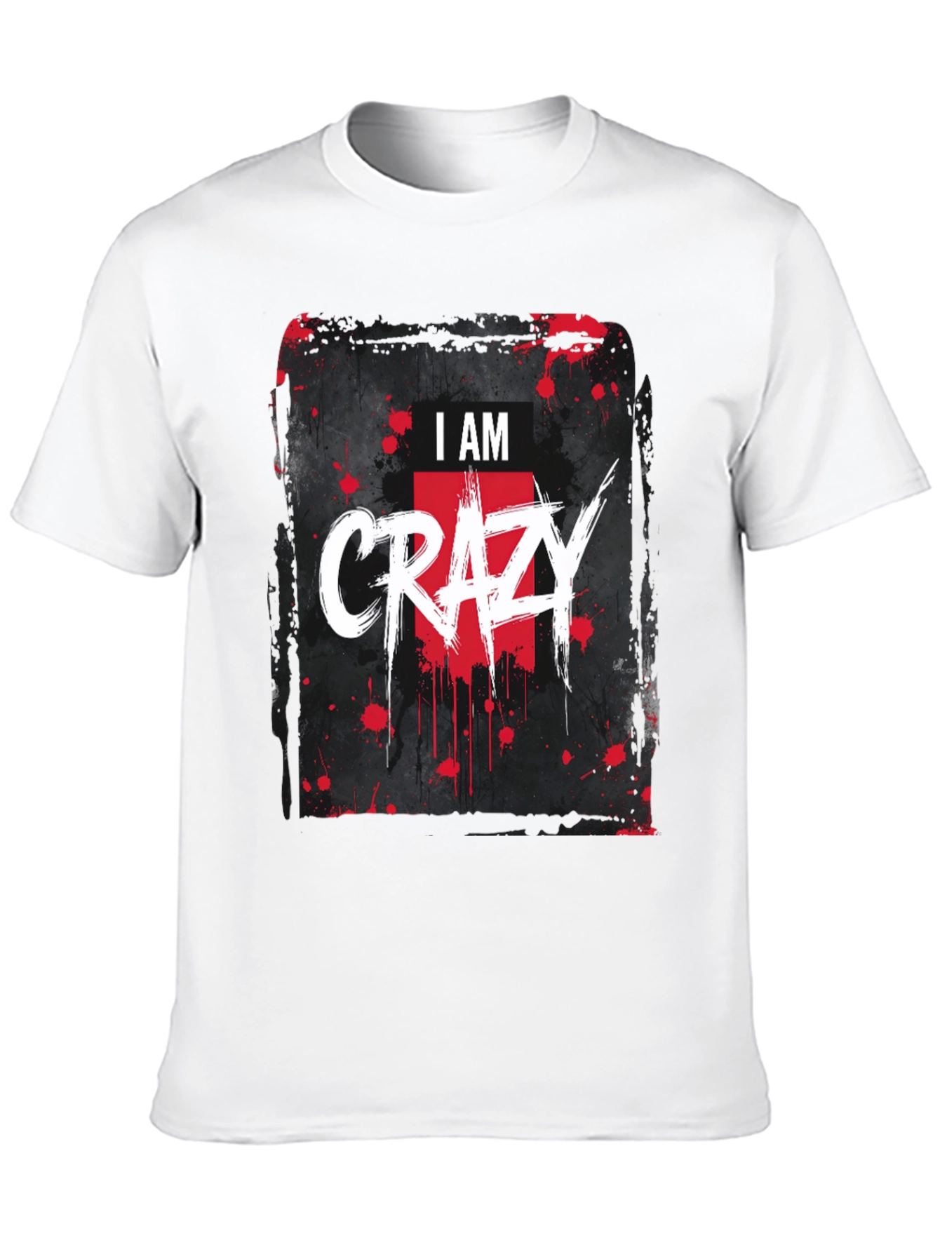 I AM CRAZY Graphic Print Black T-Shirt