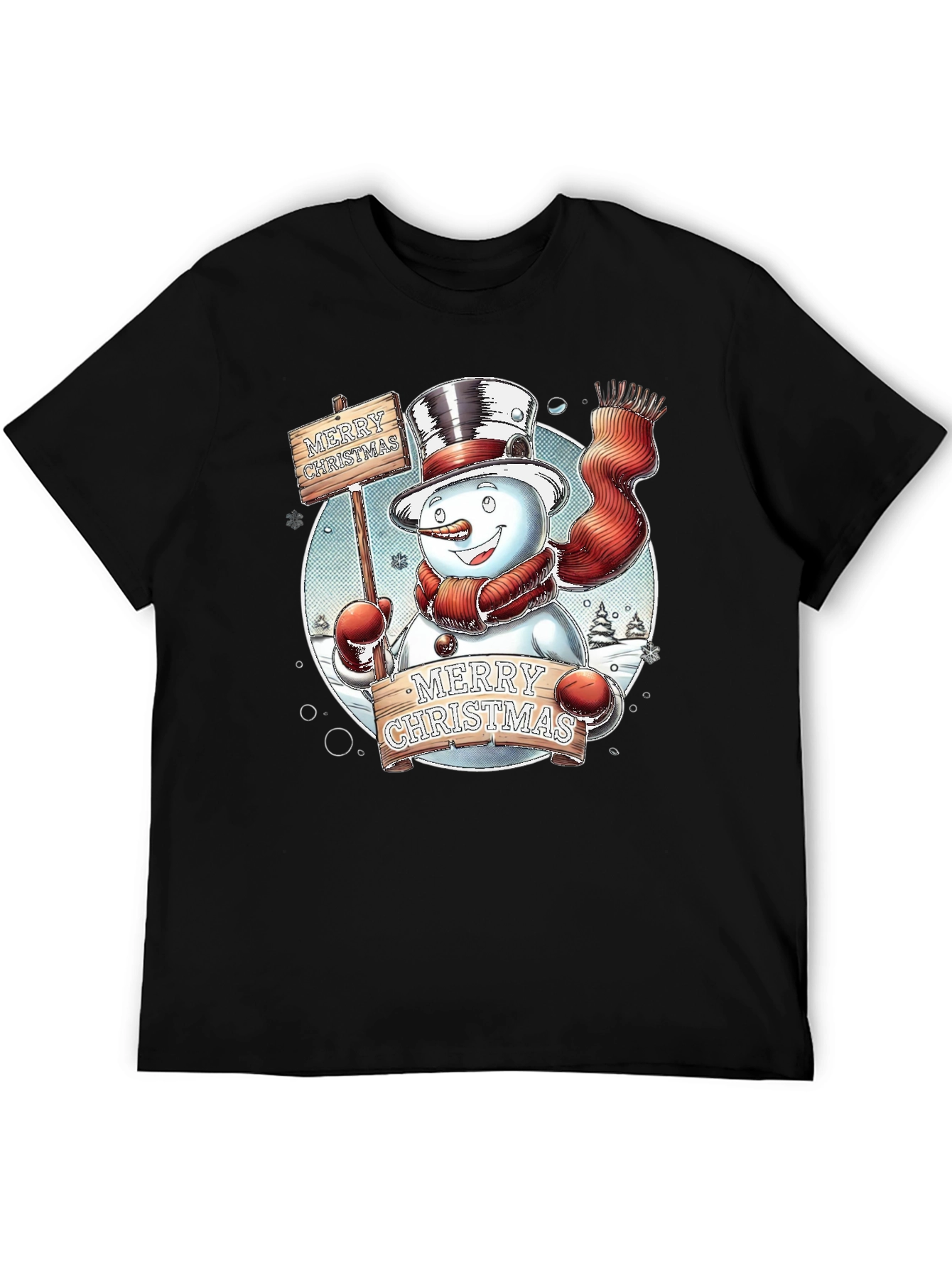 Festive Snowman Merry Christmas Graphic Tee