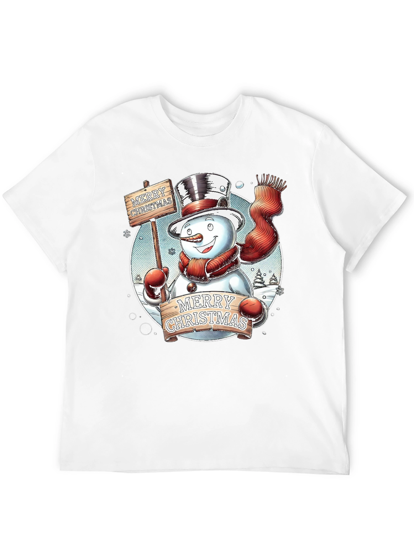 Festive Snowman Merry Christmas Graphic Tee