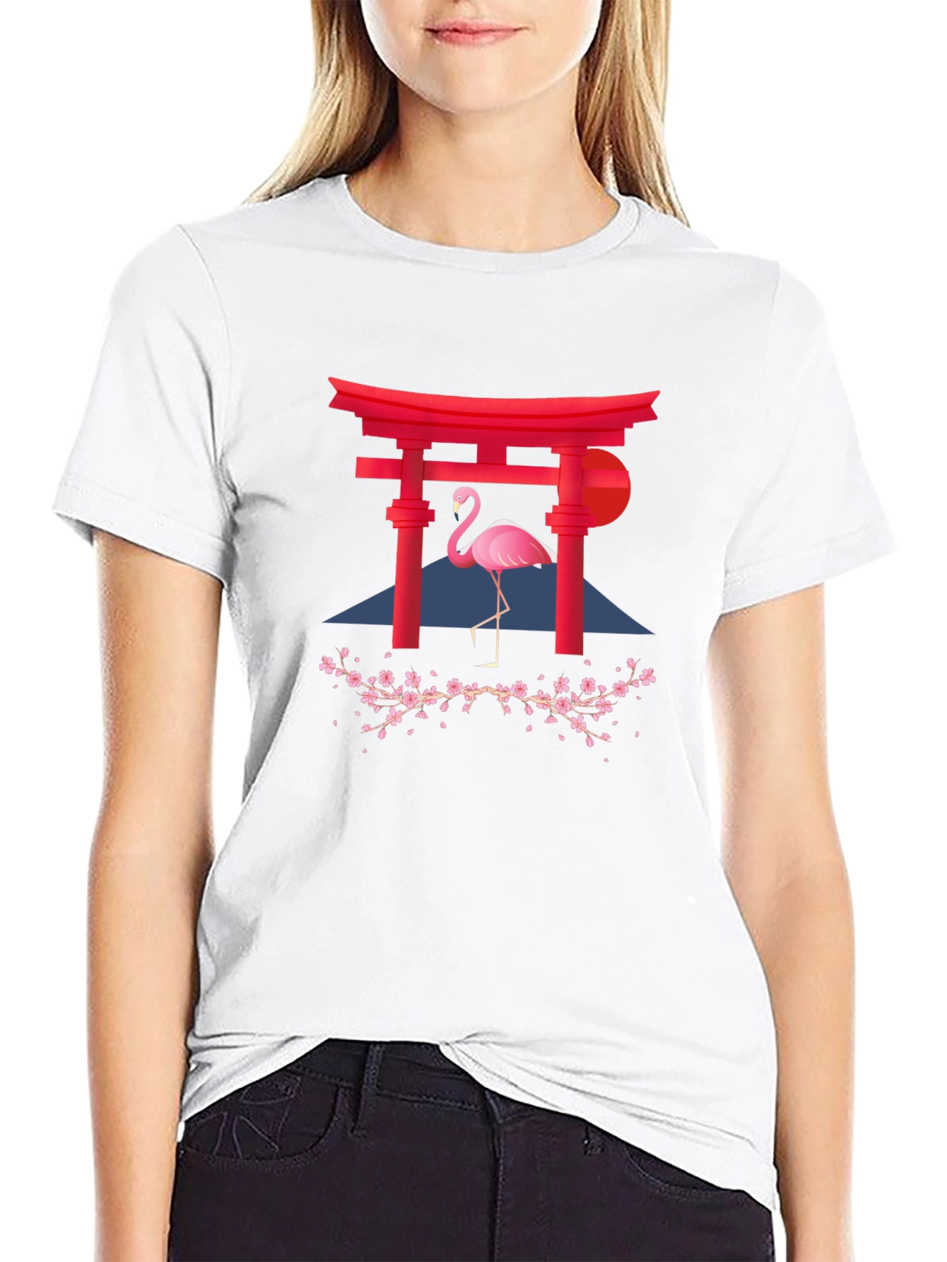 Flamingo Torii Gate Graphic T-Shirt