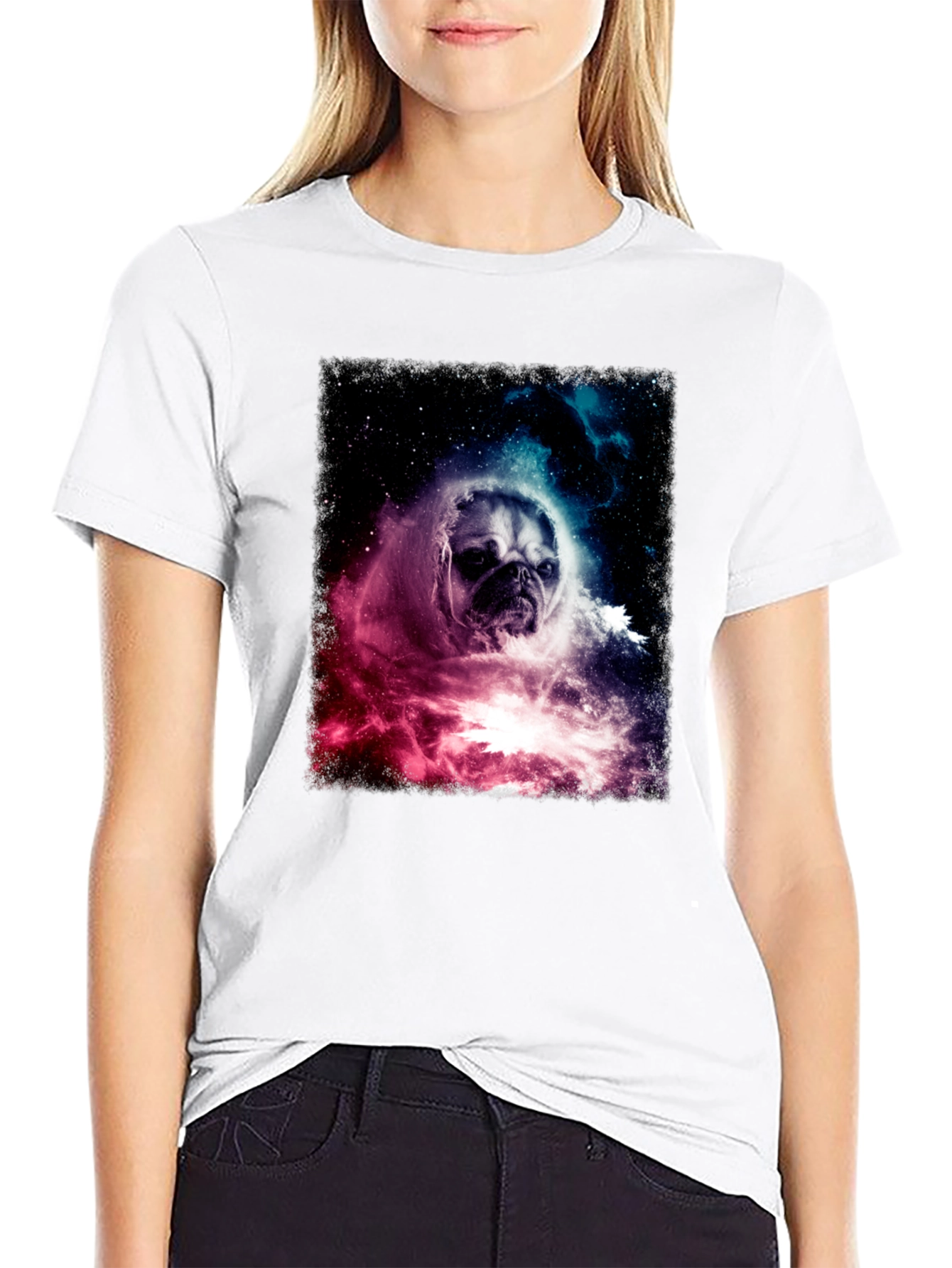 Space Pug Graphic T-Shirt - Galaxy Dog Tee