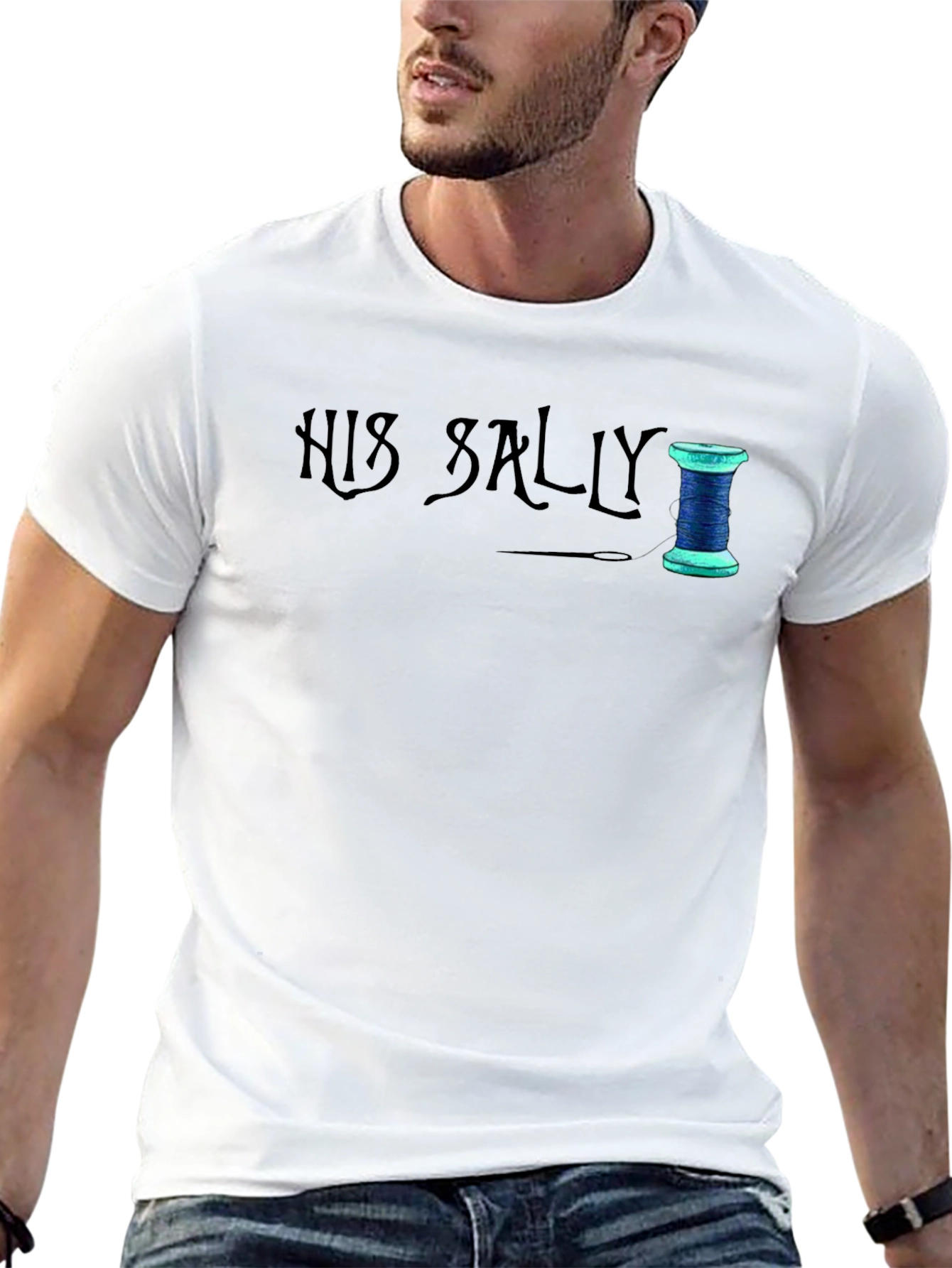 His Sally Sewing Thread T-Shirt - Black