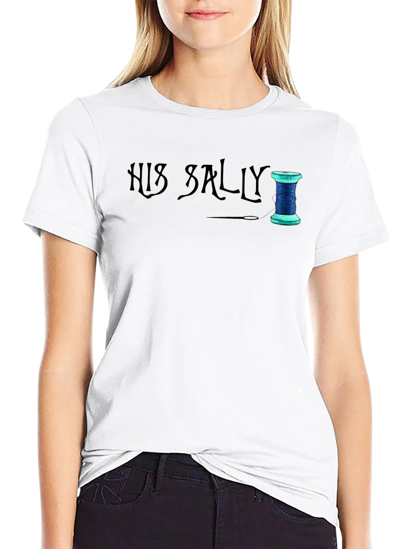 His Sally Sewing Thread T-Shirt - Black