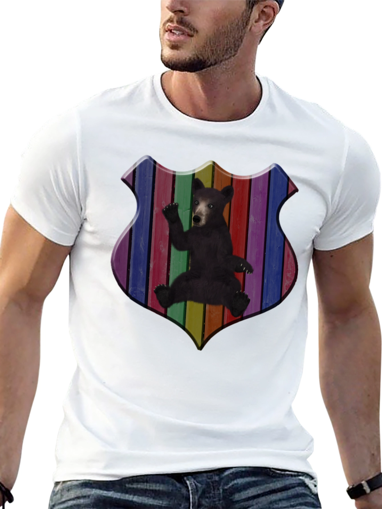 Rainbow Bear Shield Graphic T-Shirt