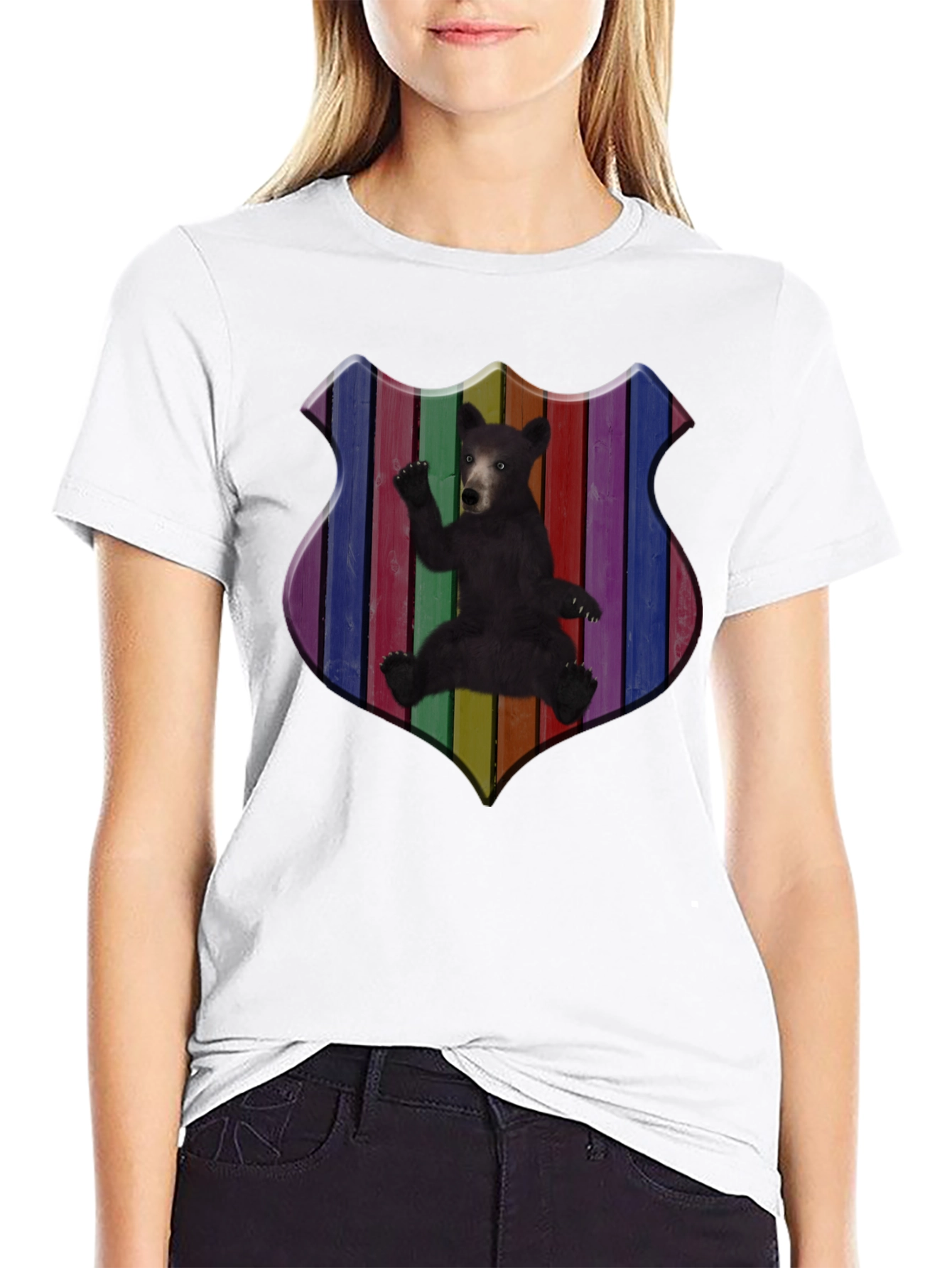 Rainbow Bear Shield Graphic T-Shirt