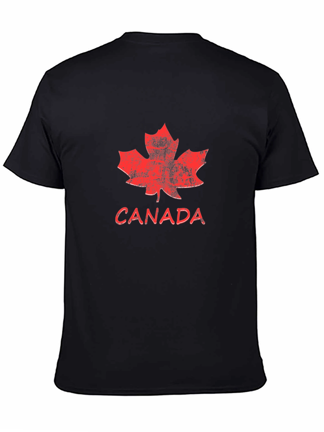 Distressed Canada Maple Leaf Graphic Tee - Black