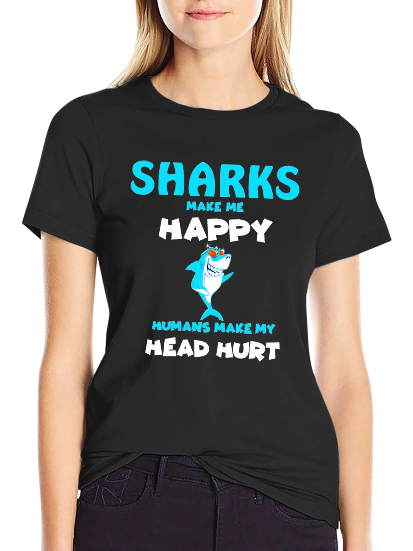Funny Sharks Make Me Happy T-Shirt