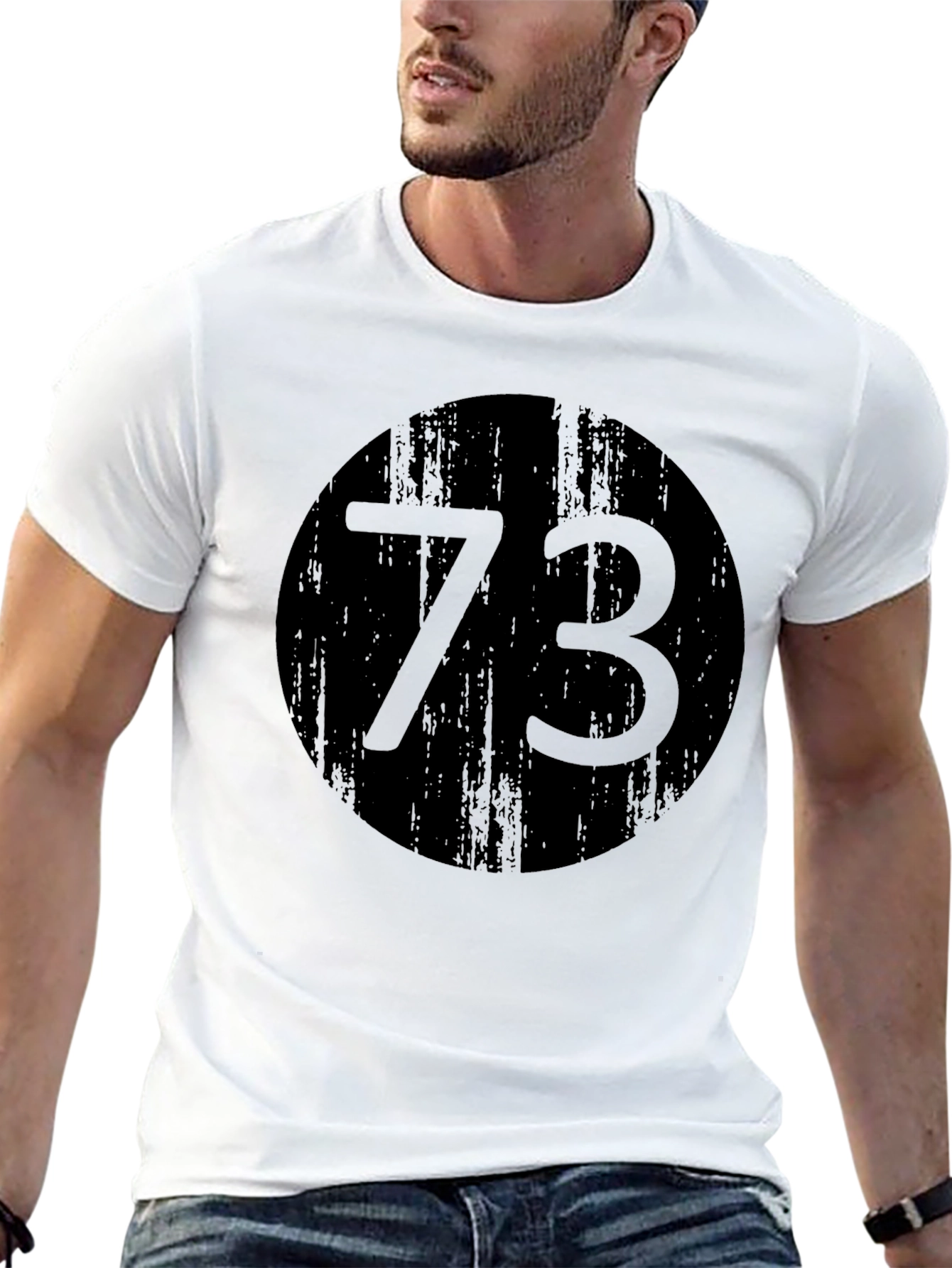 Mens Black T-Shirt with 73 Circle Design