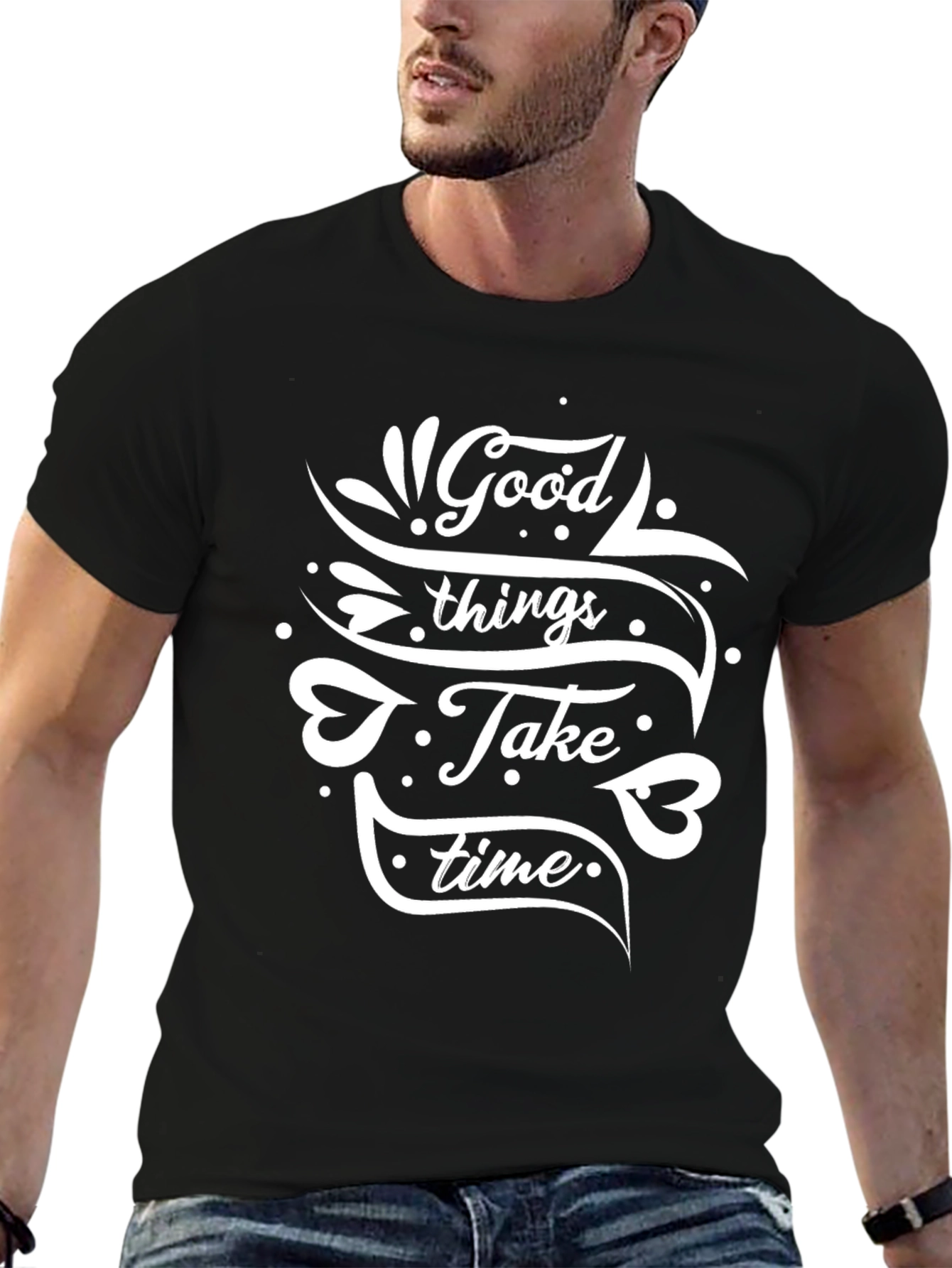 Good Things Take Time Graphic Black T-Shirt