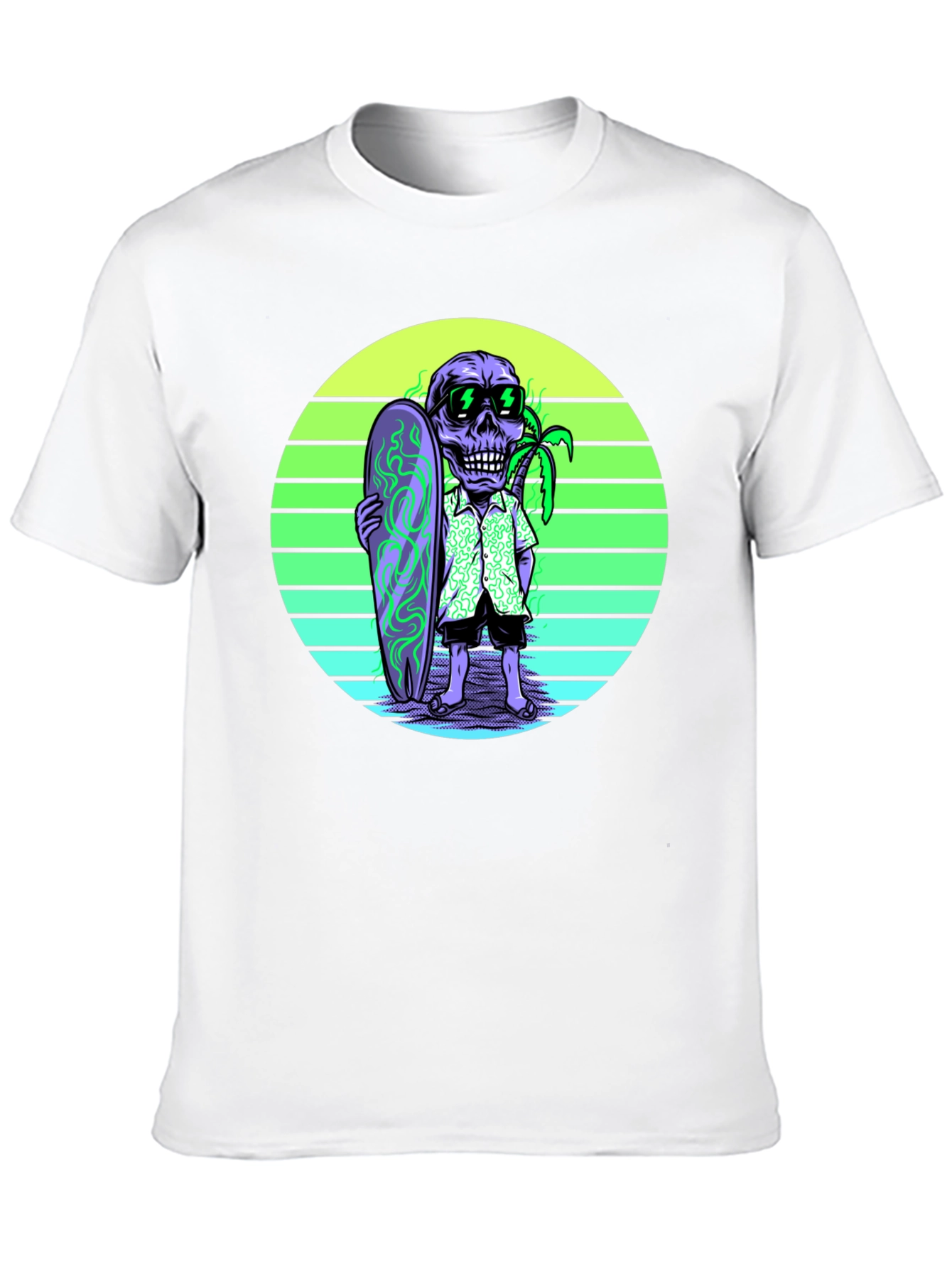 Skull Surfer Graphic Tee - Retro Style