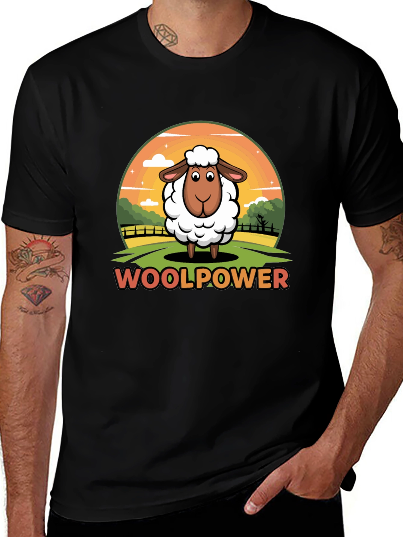 Woolpower Sheep Graphic Tee - Unisex Black T-Shirt