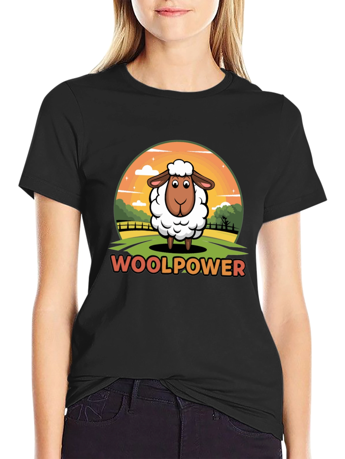 Woolpower Sheep Graphic Tee - Unisex Black T-Shirt