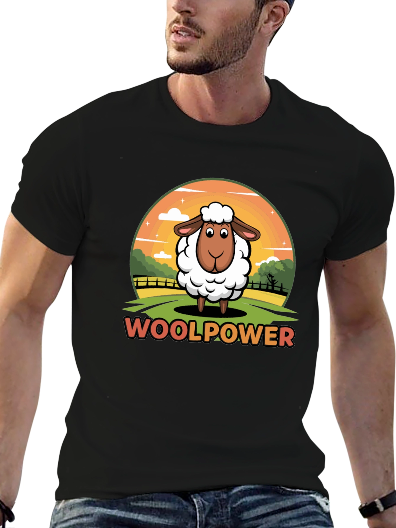 Woolpower Sheep Graphic Tee - Unisex Black T-Shirt