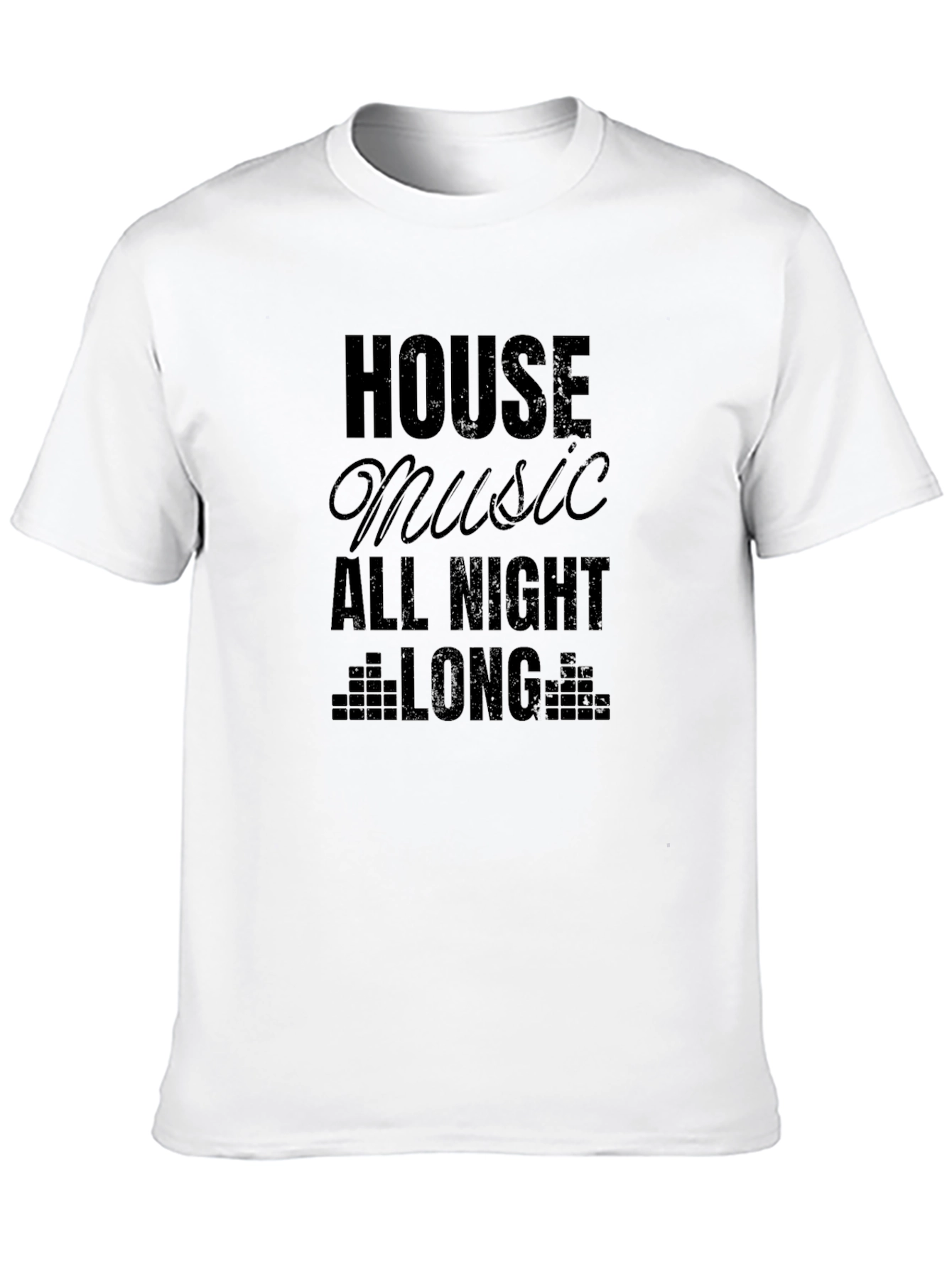House Music All Night Long Black T-Shirt
