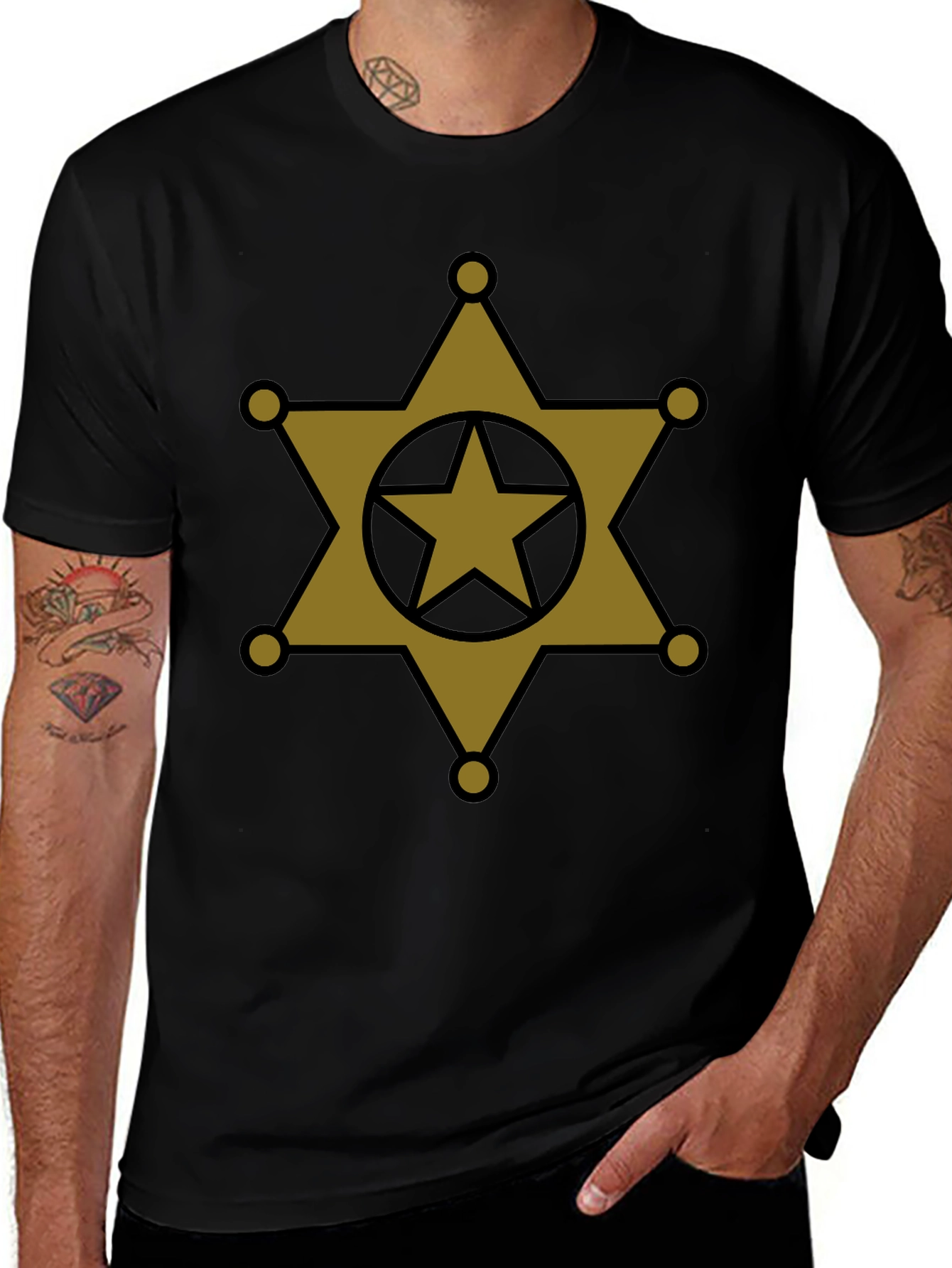 Sheriff Star T-Shirt - Western Badge Design