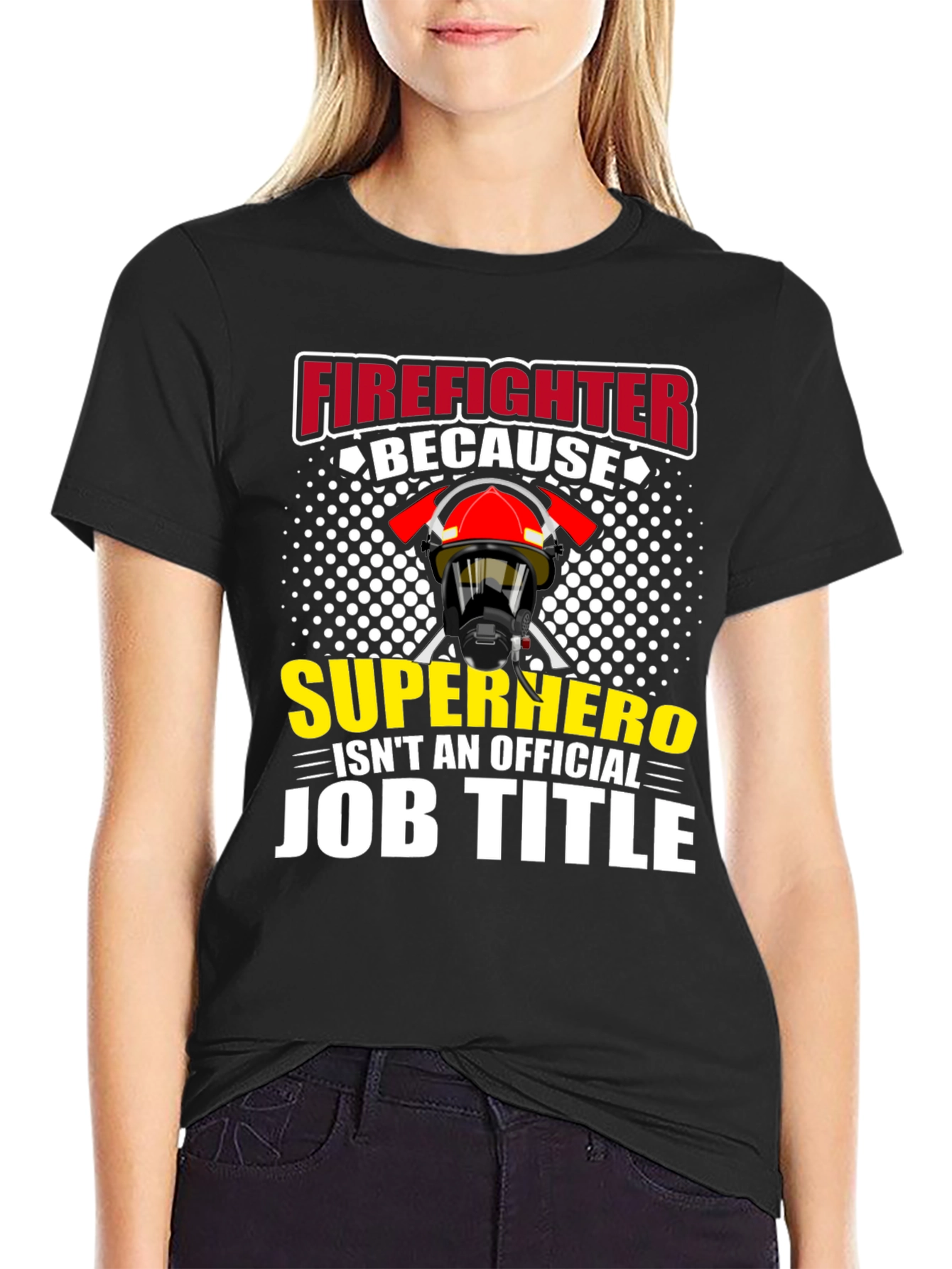Firefighter Superhero Job Title Graphic T-Shirt
