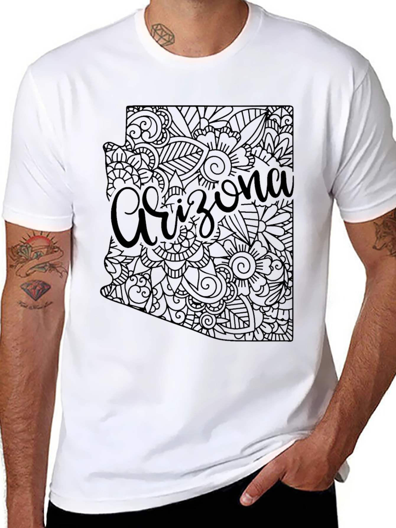 Arizona State Floral Map T-Shirt