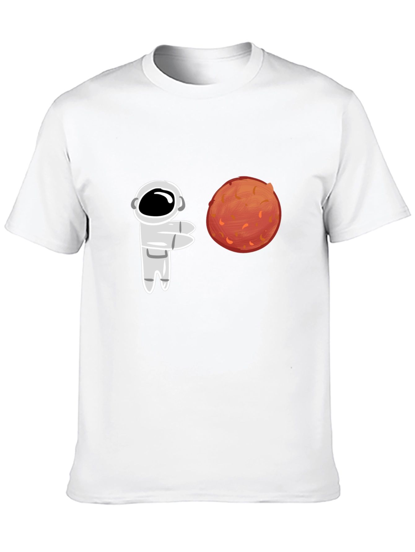 Astronaut & Mars Graphic Tee - Black Cotton T-Shirt