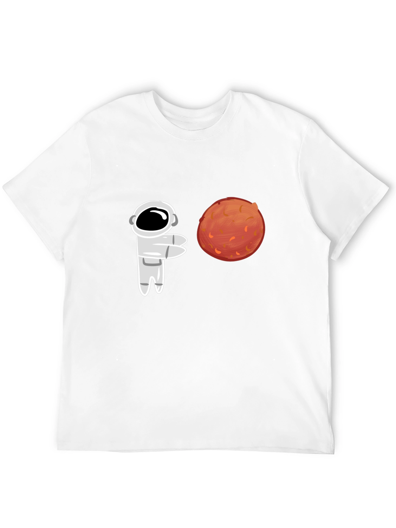 Astronaut & Mars Graphic Tee - Black Cotton T-Shirt