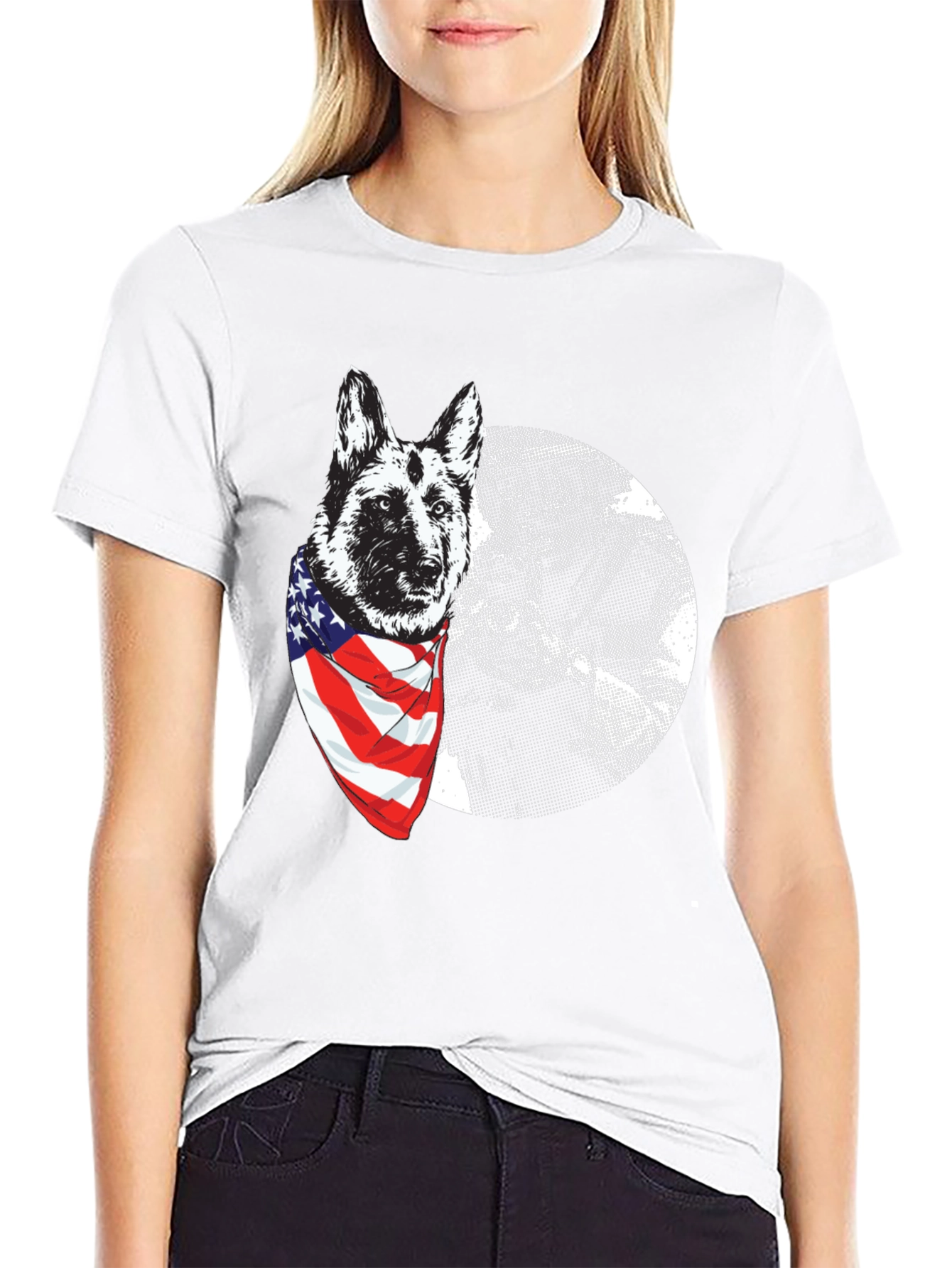 Patriotic Dog Graphic T-Shirt - Mens Black Tee