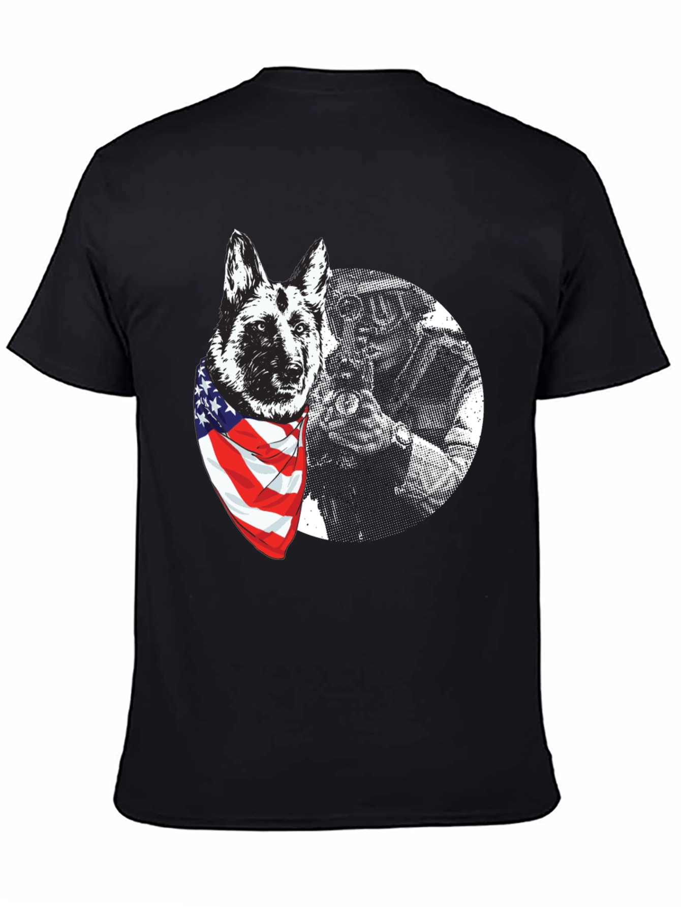 Patriotic Dog Graphic T-Shirt - Mens Black Tee