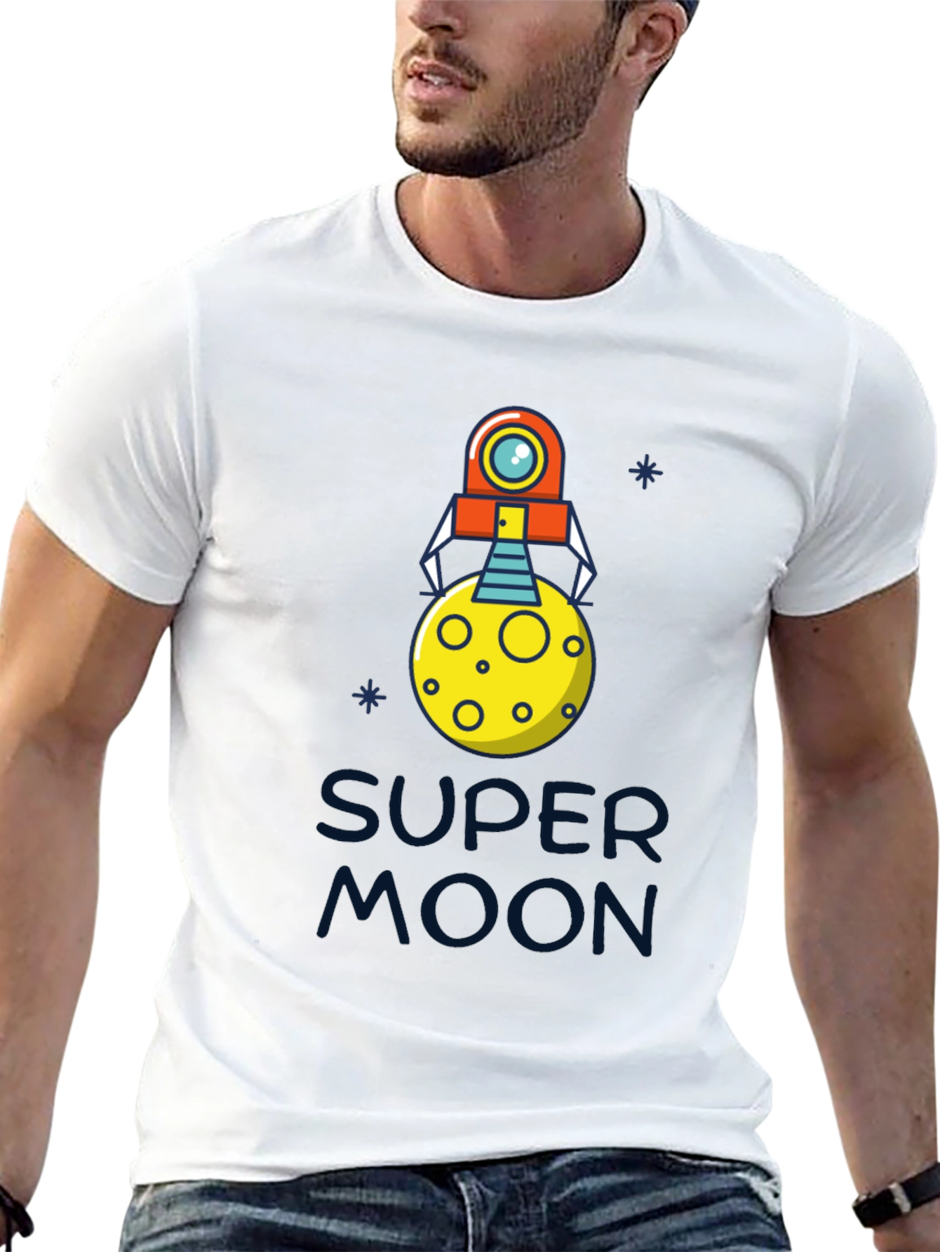 Super Moon Robot T-Shirt - Cool Graphic Tee
