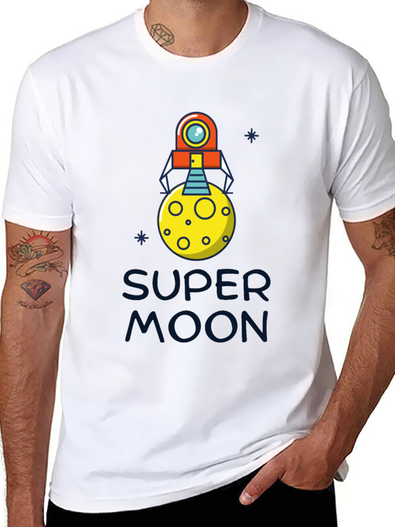 Super Moon Robot T-Shirt - Cool Graphic Tee
