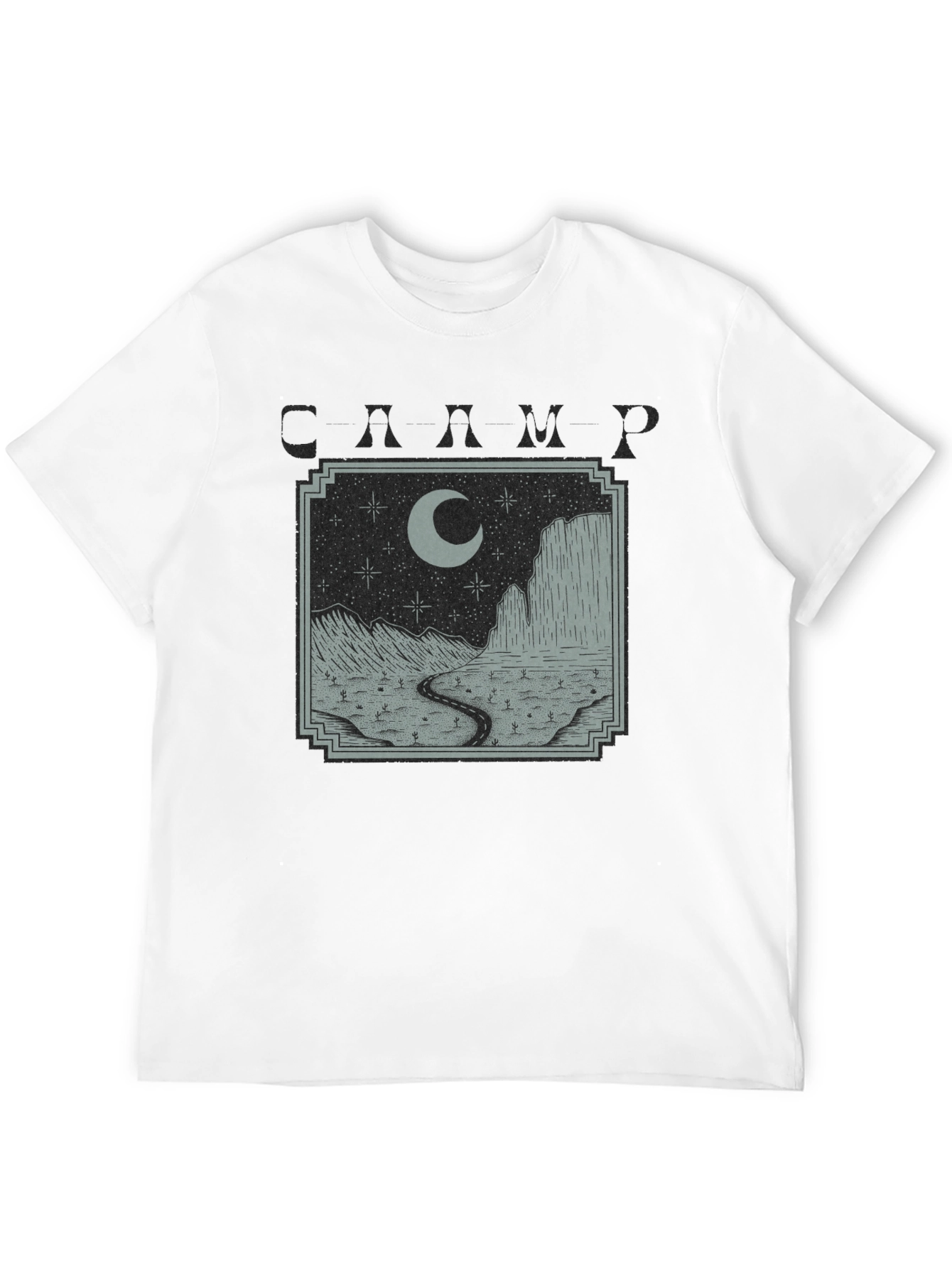 Mens Black Moonlit Desert Graphic T-Shirt