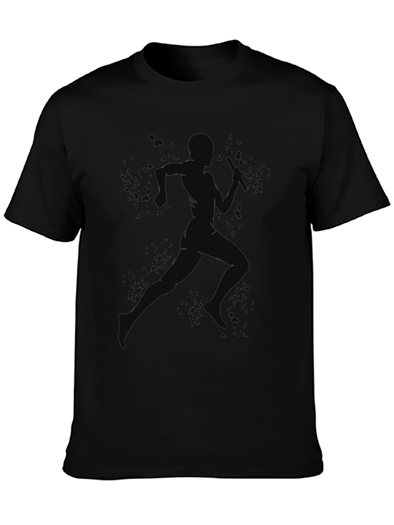Mens Black Running Silhouette Graphic Tee