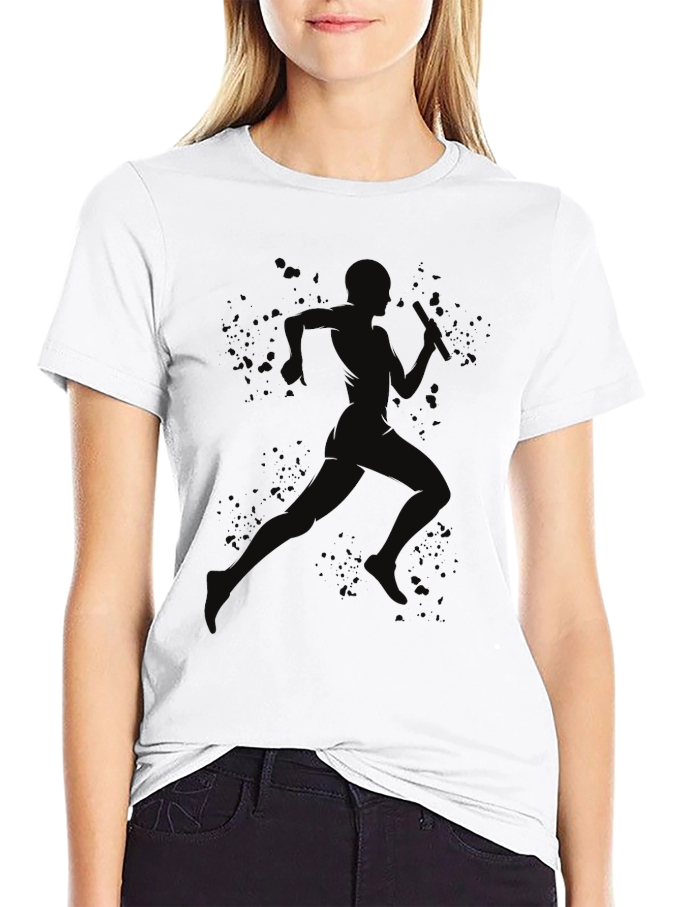 Mens Black Running Silhouette Graphic Tee