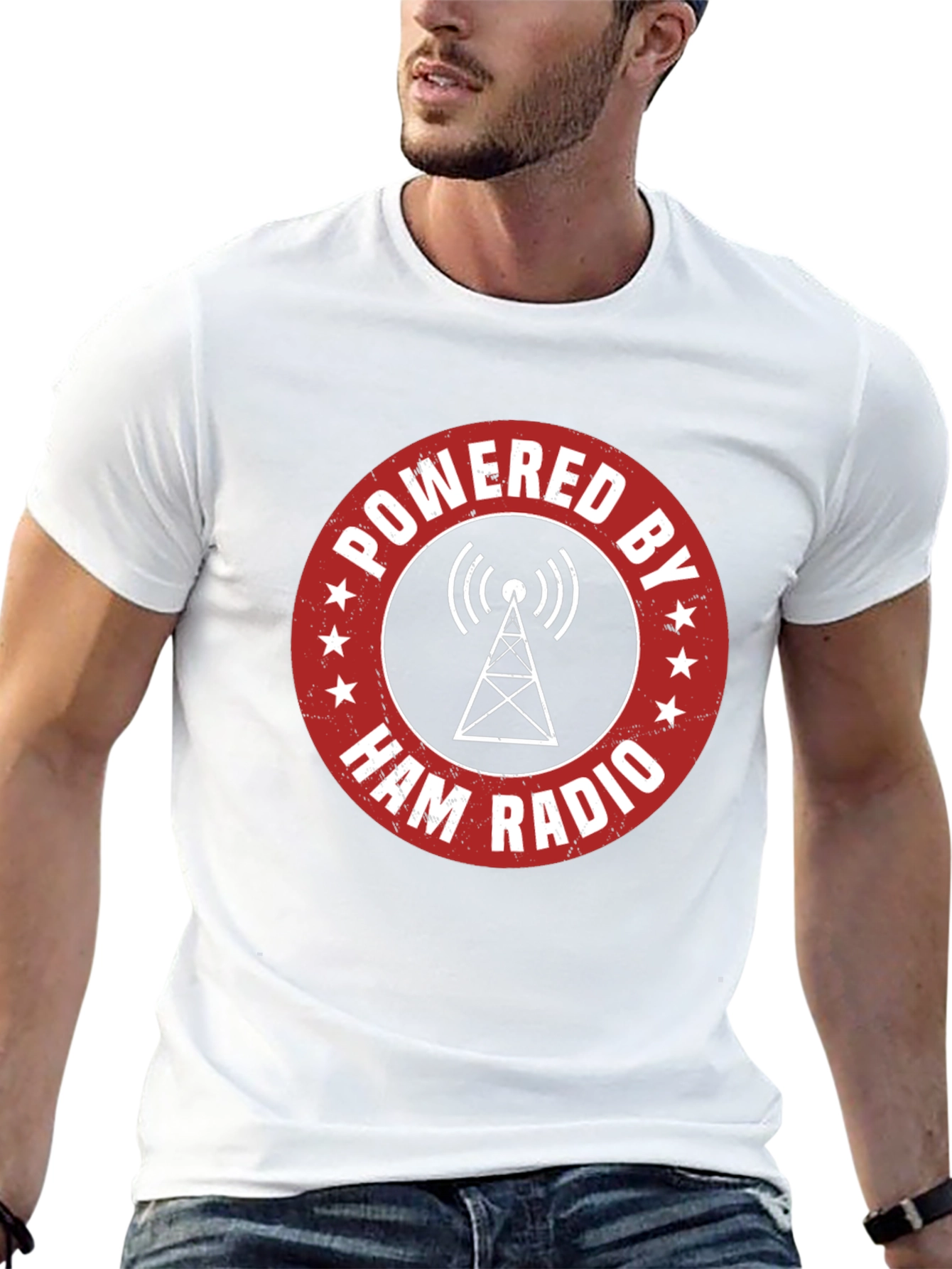 Powered by Ham Radio T-Shirt - Hobbyist Design