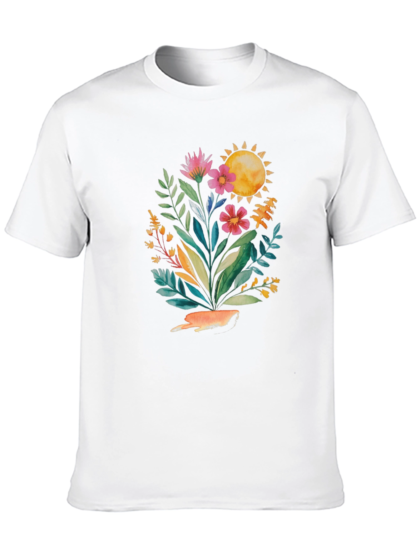 Floral Sun Graphic Tee - Stylish Black T-Shirt