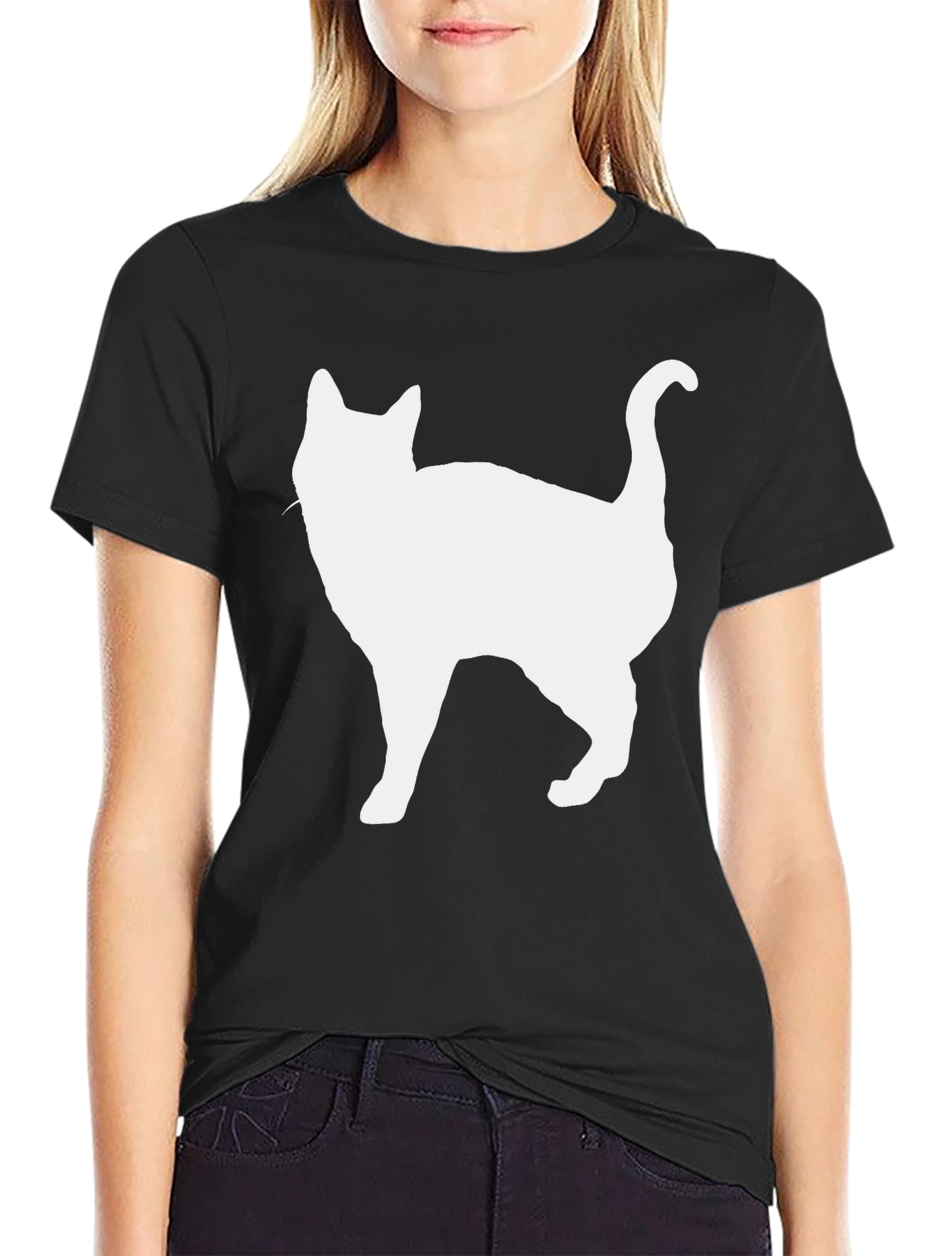 Cat Silhouette Black T-Shirt
