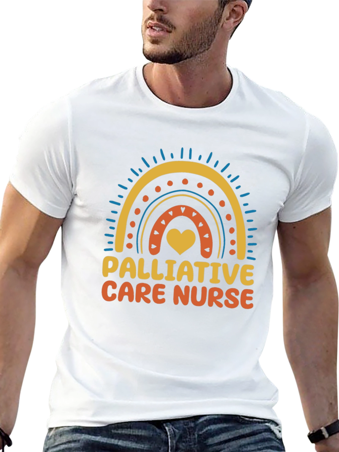 Palliative Care Nurse Rainbow Heart T-Shirt