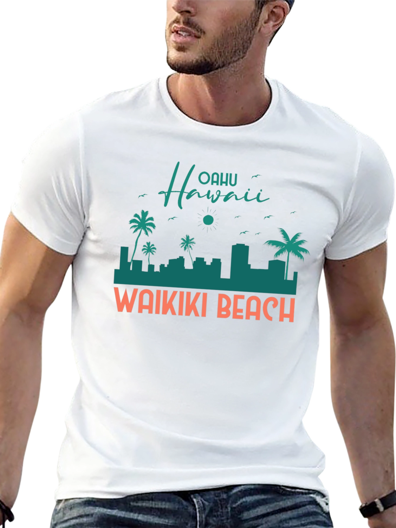Oahu Hawaii Waikiki Beach Graphic T-Shirt