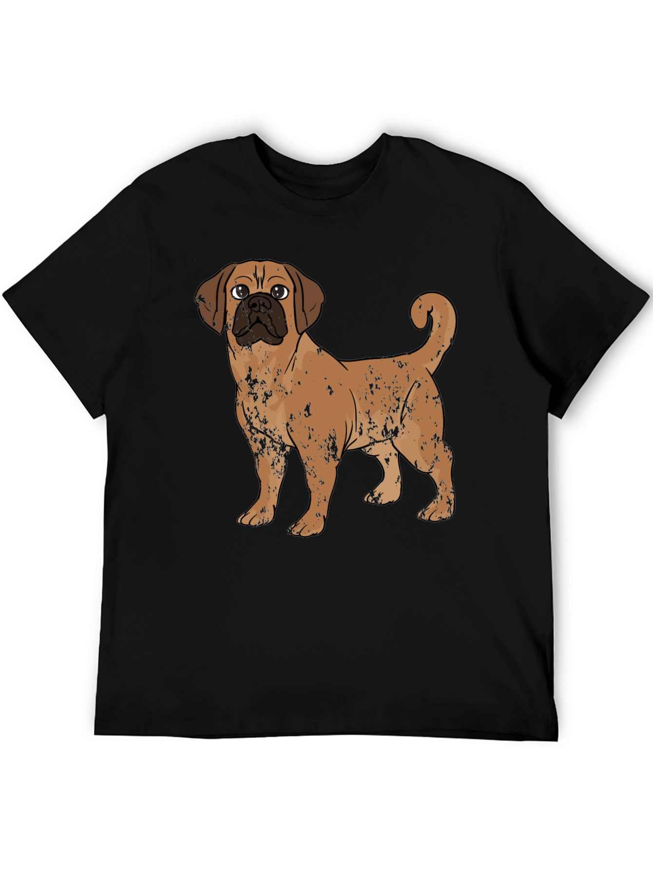 Puggle Dog Graphic Print Black T-Shirt