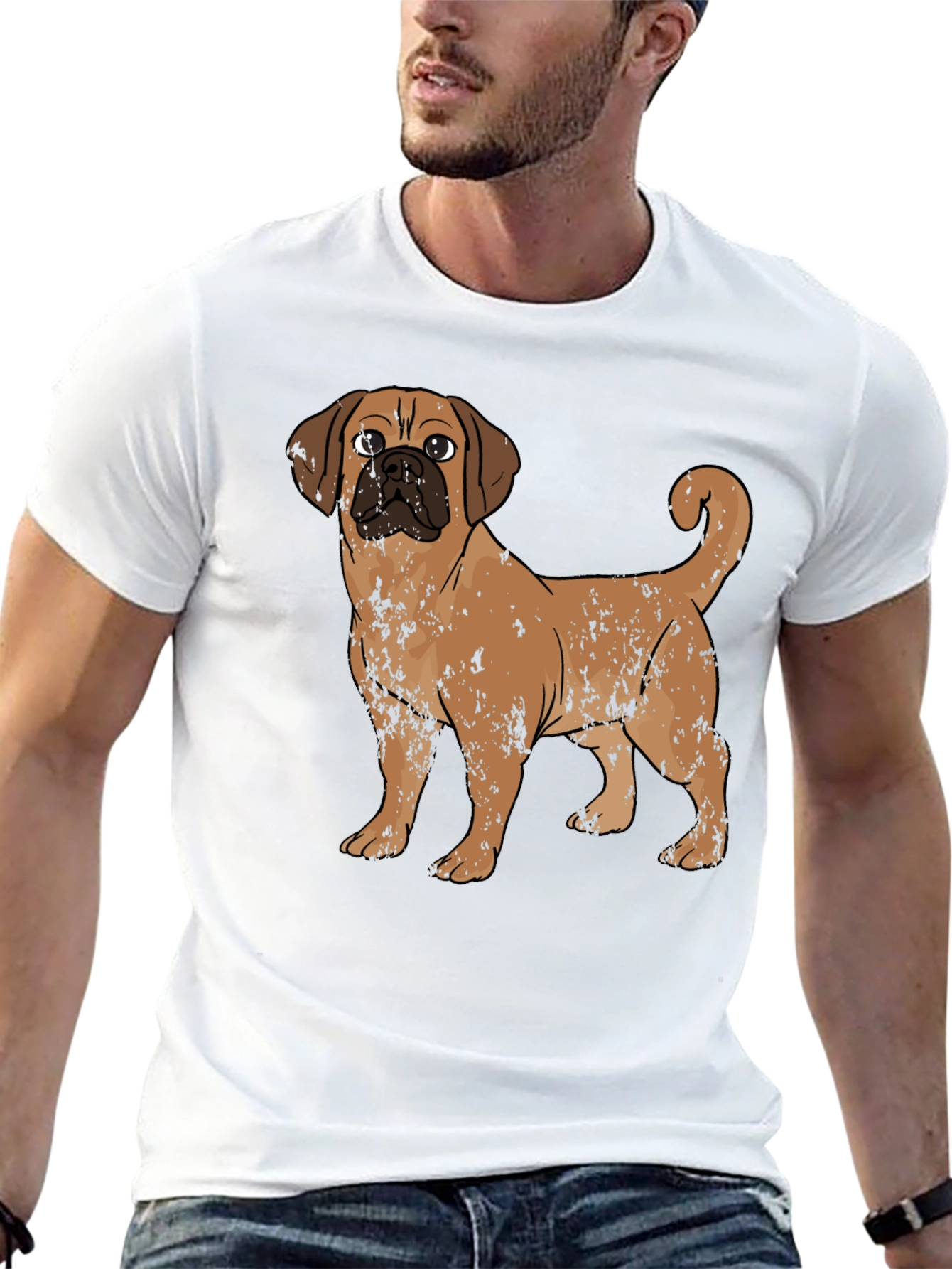 Puggle Dog Graphic Print Black T-Shirt