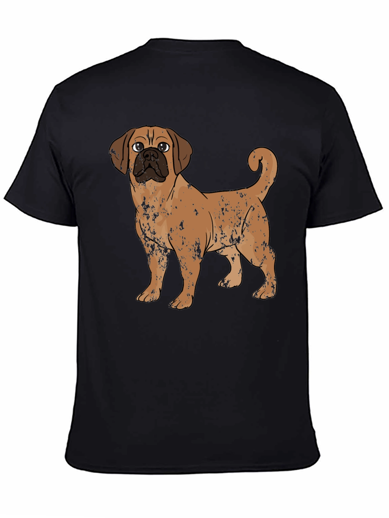 Puggle Dog Graphic Print Black T-Shirt