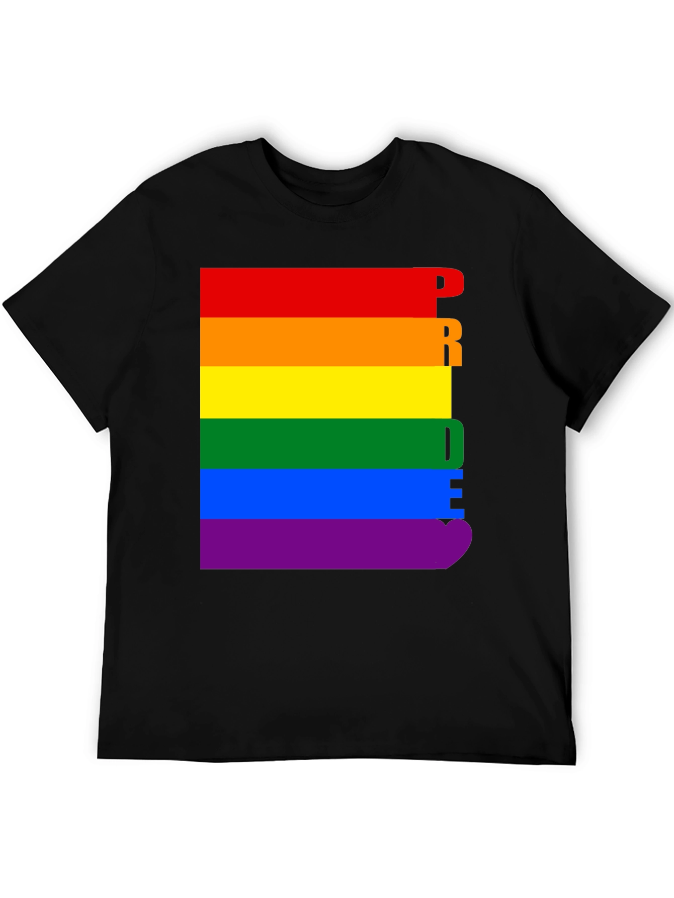Pride Rainbow Graphic Tee - Black Cotton T-Shirt