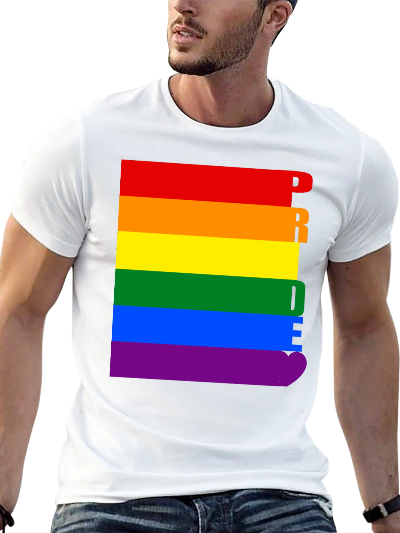 Pride Rainbow Graphic Tee - Black Cotton T-Shirt