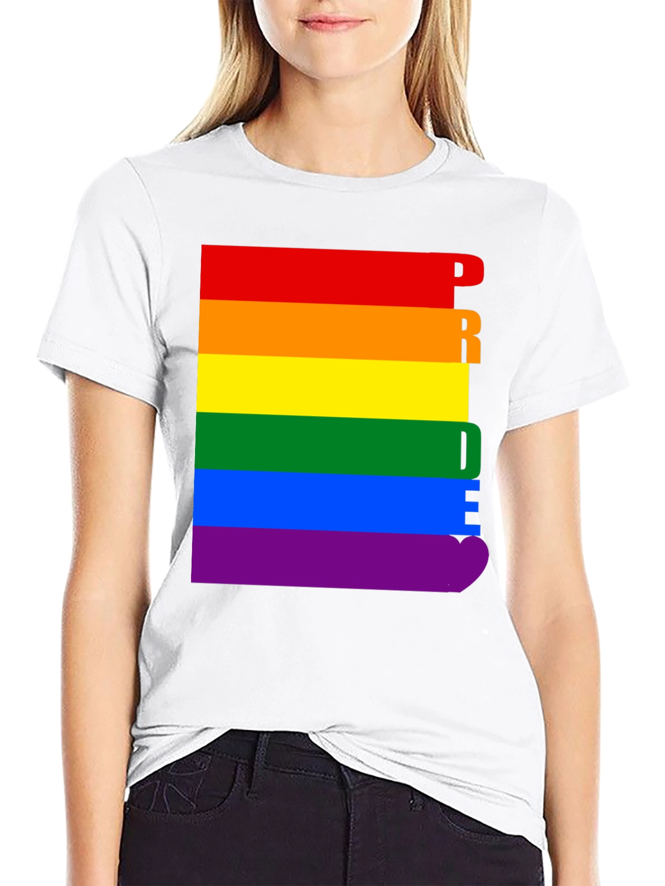 Pride Rainbow Graphic Tee - Black Cotton T-Shirt