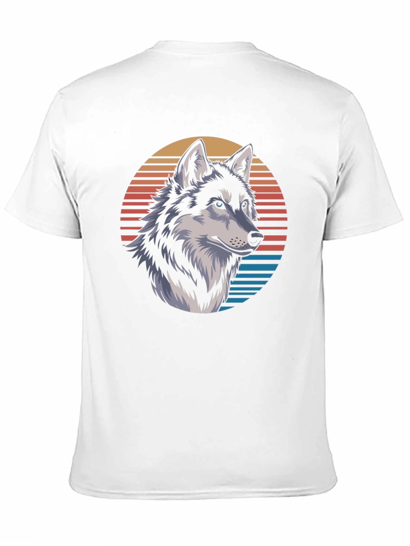 Wolf Graphic Tee - Retro Sunset Design Black T-Shirt